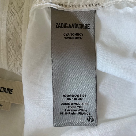 Zadig & Voltaire Cya Ruffled Lace Camisole White SZ L - Picture 14 of 16